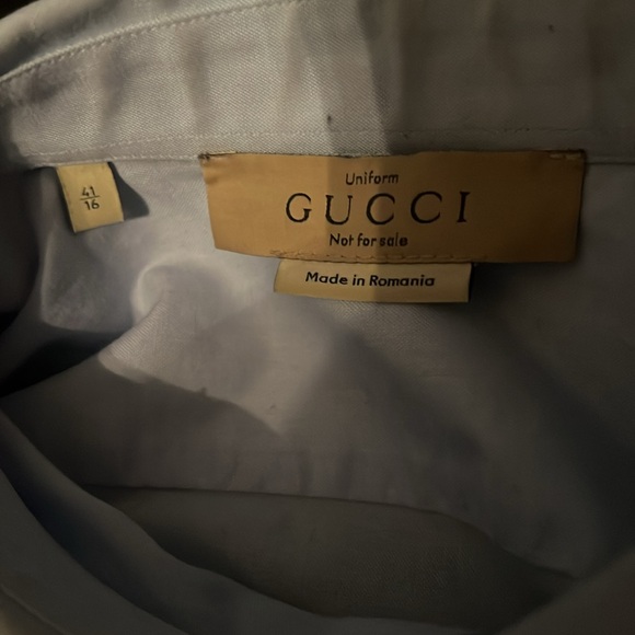 GUCCI Uniform Blue Men's Button Down Dress Shirt Size 41-16 (M) - Picture 5 of 5